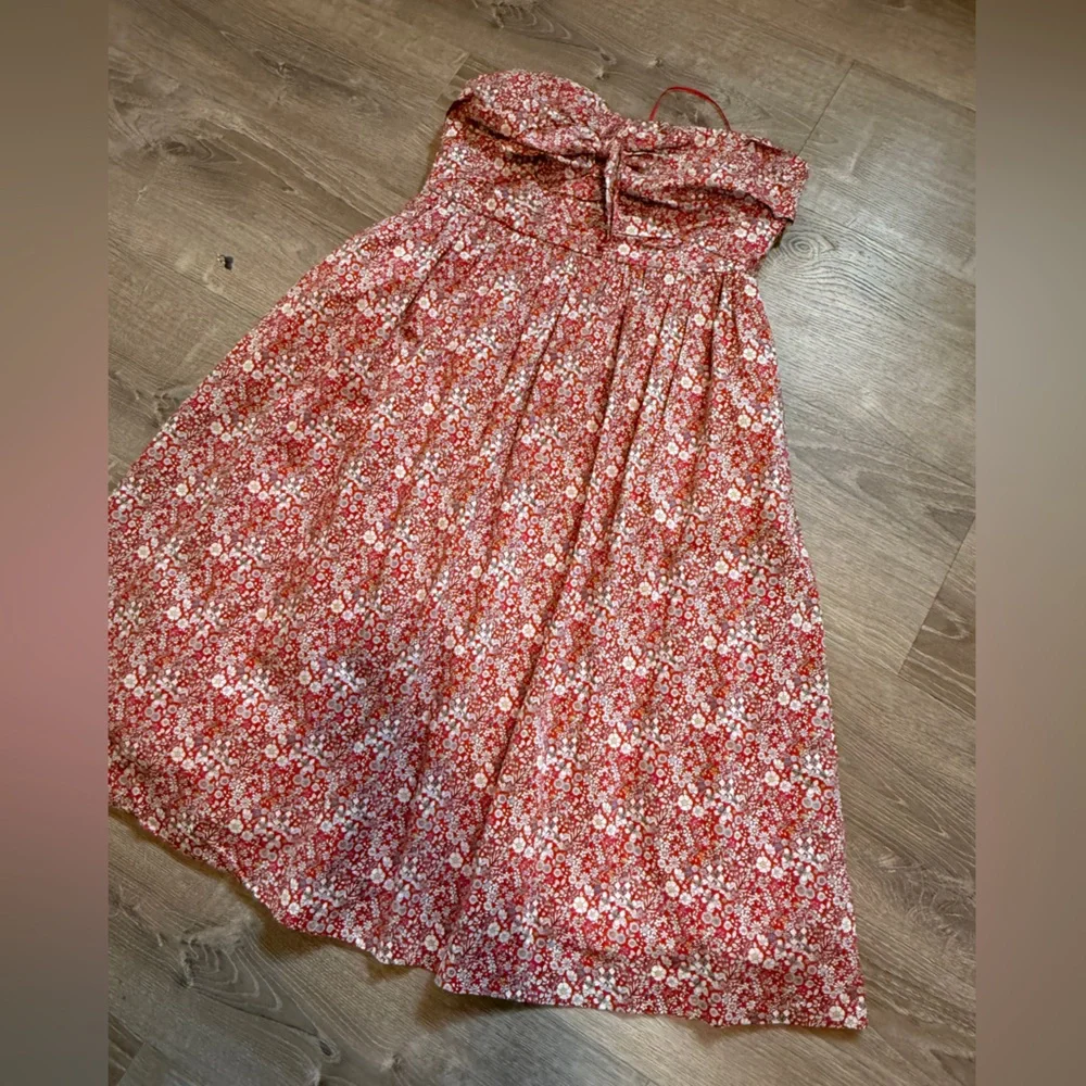 J. Crew Strapless Red Floral Dress-size 12